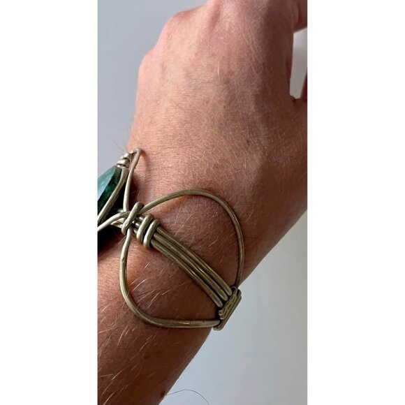 Vintage 1970s  Bracelet, Chrysocolla Cuff Bracelet - Picture 7 of 10